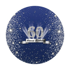 Aperturee - Sliver Glitter Blue Round 60th Birthday Backdrop