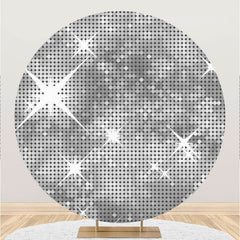 Aperturee Silver Glitter Bokeh Round Birthday Backdrop For Girl