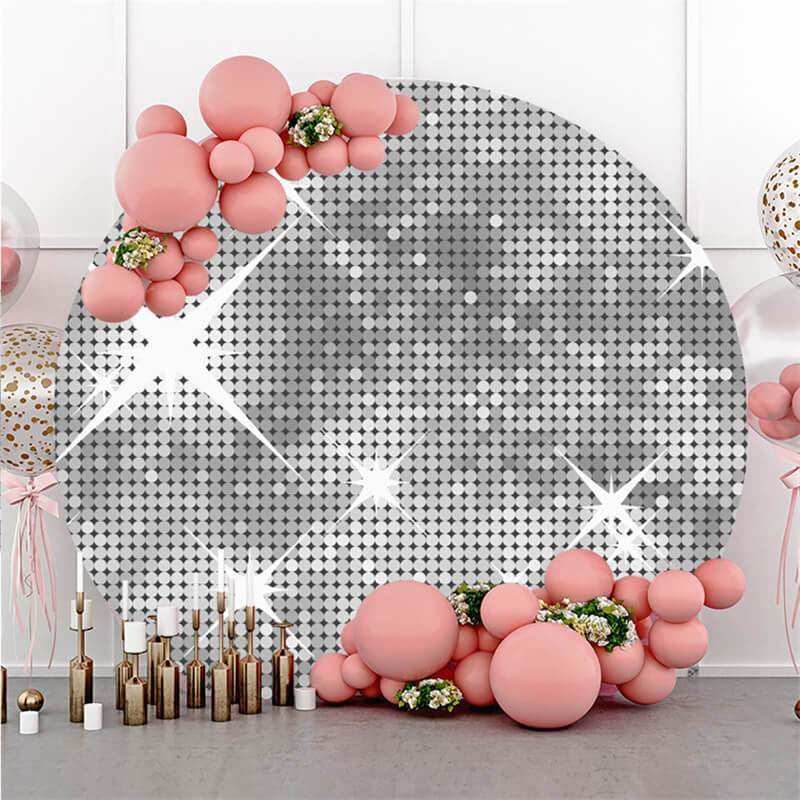 Aperturee Silver Glitter Bokeh Round Birthday Backdrop For Girl