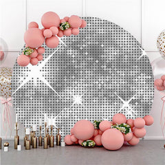 Aperturee Silver Glitter Bokeh Round Birthday Backdrop For Girl