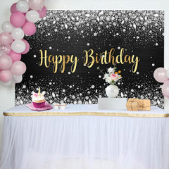 Aperturee - Sliver Glitter Diamond Gold Letter Birthday Backdrop