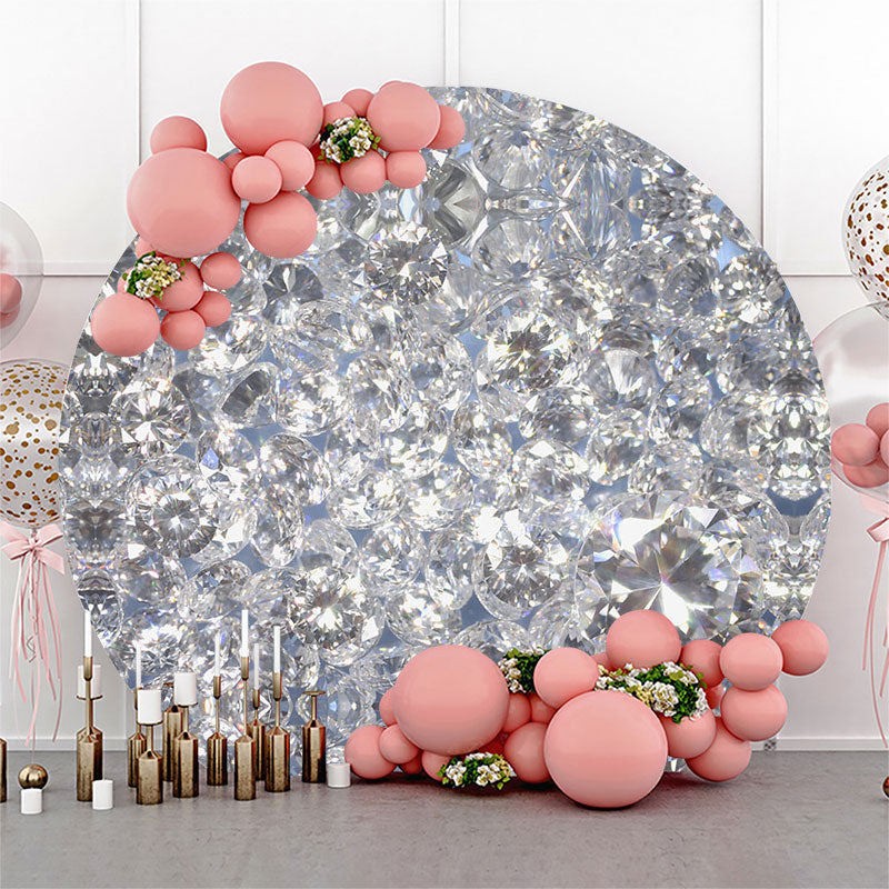 Aperturee Sliver Glitter Diamond Party Round Backdrop Cover