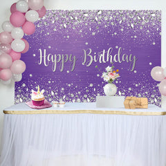 Aperturee - Sliver Glitter Diamond Purple Birthday Backdrop