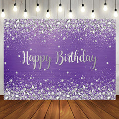 Aperturee - Sliver Glitter Diamond Purple Birthday Backdrop