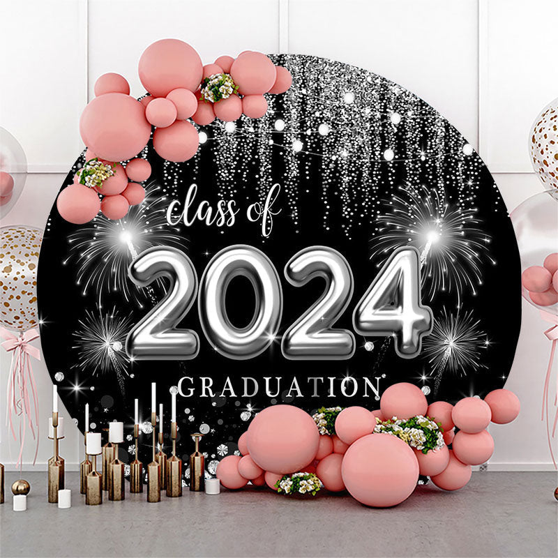 Aperturee Sliver Spark Class Of 2023 Black Round Grad Backdrop