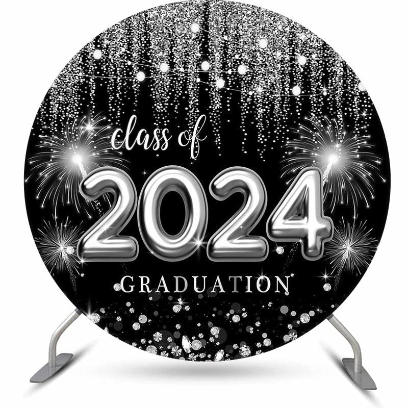 Aperturee Sliver Spark Class Of 2023 Black Round Grad Backdrop