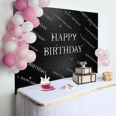 Aperturee - Sliver Step And Repeat Black Wall Birthday Backdrop