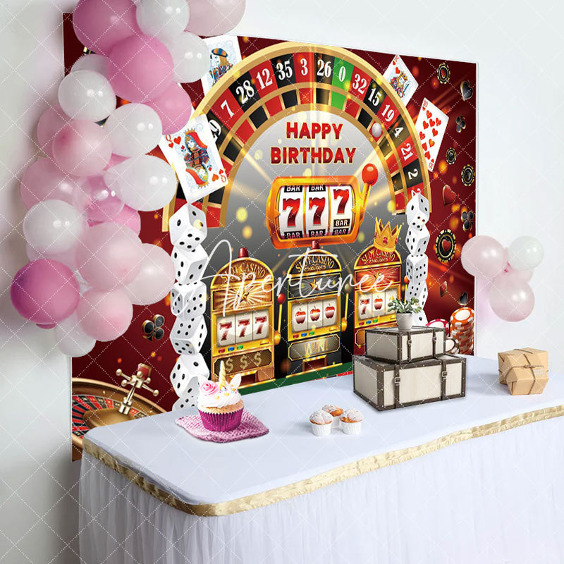 Aperturee - Slot Casino Dice Night Happy Birthday Backdrop