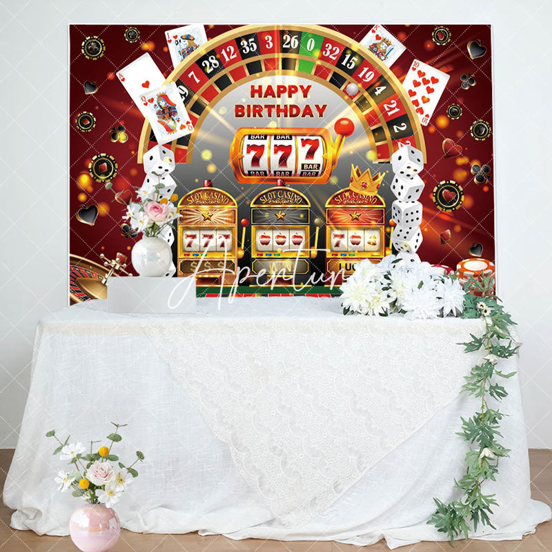 Aperturee - Slot Casino Dice Night Happy Birthday Backdrop