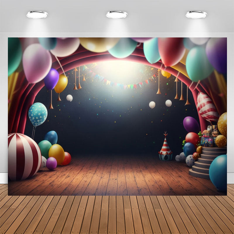 Aperturee - Smrat Balloons Arch Colorful 1st Birthday Backdrop