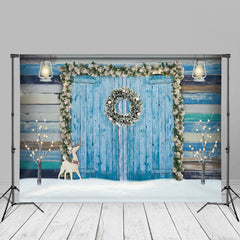 Aperturee - Snow Blue Log Cabin Christmas Photo Backdrop Ideas