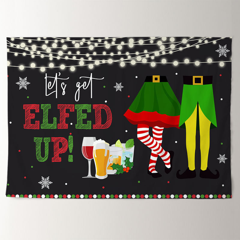 Aperturee - Snow Elfed Up Love Couple Drink Christmas Backdrop