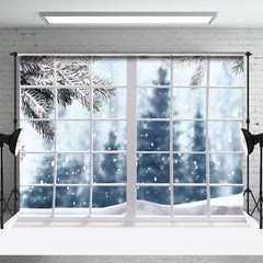 Aperturee - Snow Scene Forest Interior Window Winter Backdrop