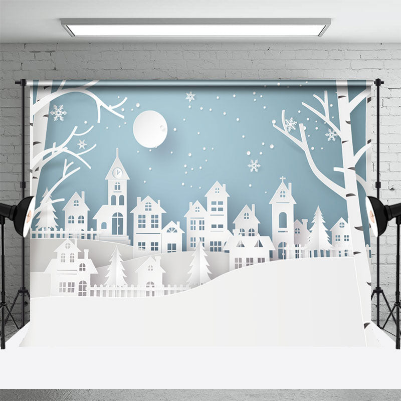 Aperturee - Snow Scenery Papercut Style Backdrop For Photo Shoot