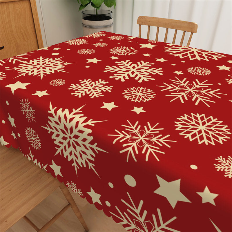 Aperturee - Snowflake Repeat Red Washable Christmas Tablecloth