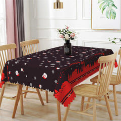 Aperturee - Snowflake Santa Sleigh Repeat Black Christmas Tablecloth