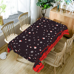 Aperturee - Snowflake Santa Sleigh Repeat Black Christmas Tablecloth