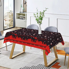 Aperturee - Snowflake Santa Sleigh Repeat Black Christmas Tablecloth