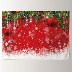 Aperturee - Snowflake Silver Red Bauble Christmas Backdrop