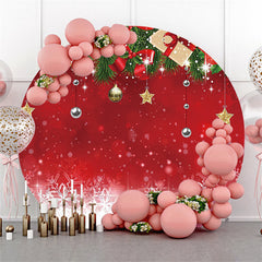 Aperturee Snowflake With Christmas Ball And Gift Round Backdrop