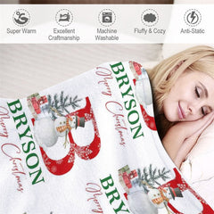 Aperturee - Snowman Letter Repeat Custom Name Christmas Blanket