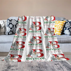 Aperturee - Snowman Letter Repeat Custom Name Christmas Blanket