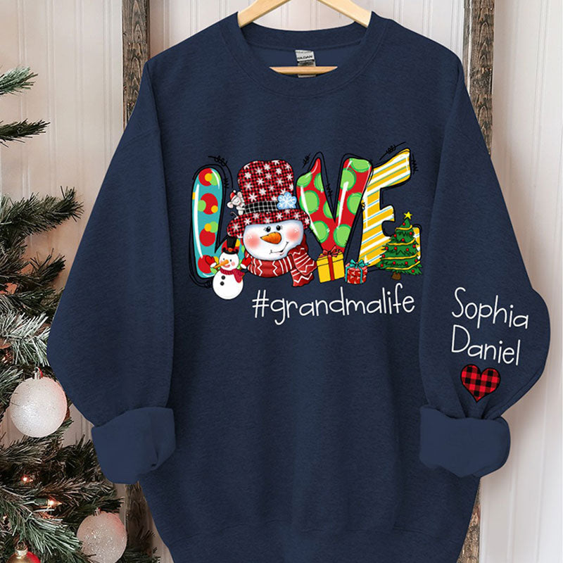 Aperturee - Snowman Love Grandma Kids Custom Christmas Sweatshirt