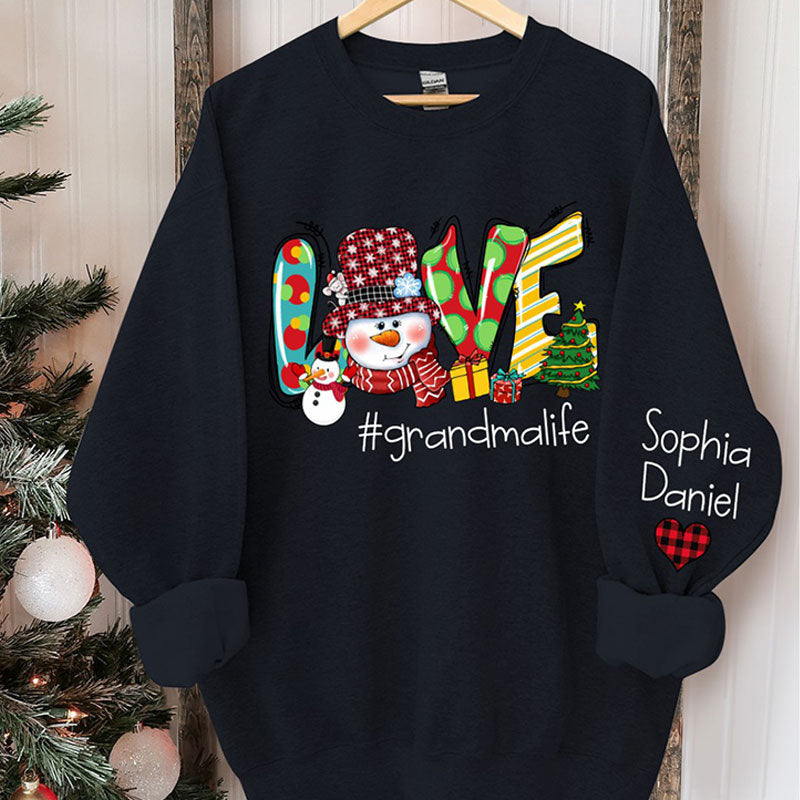 Aperturee - Snowman Love Grandma Kids Custom Christmas Sweatshirt