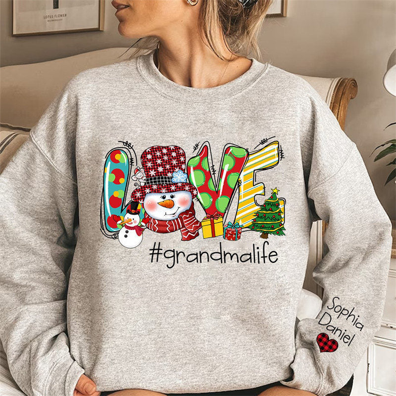 Aperturee - Snowman Love Grandma Kids Custom Christmas Sweatshirt