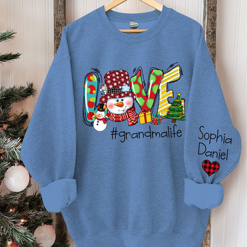 Aperturee - Snowman Love Grandma Kids Custom Christmas Sweatshirt