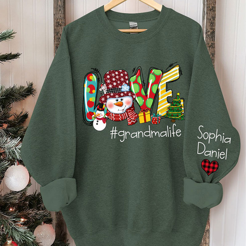 Aperturee - Snowman Love Grandma Kids Custom Christmas Sweatshirt