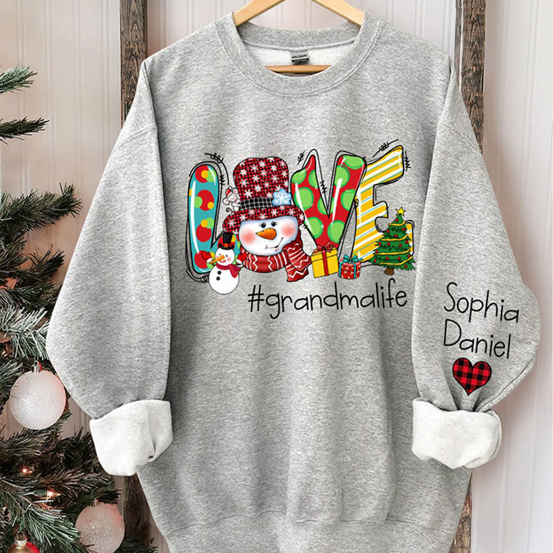 Aperturee - Snowman Love Grandma Kids Custom Christmas Sweatshirt