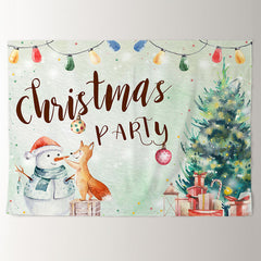 Aperturee - Snowman With Fox Lights Christmas Party Backdrop