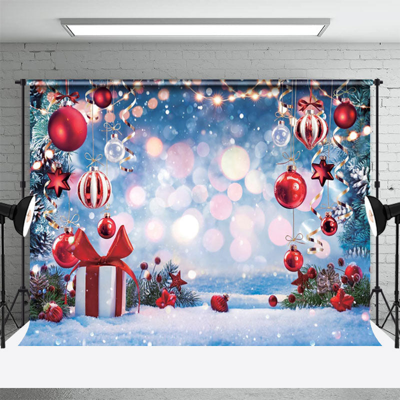 Aperturee - Snowy Bauble Gifts Bokeh Merry Christmas Backdrop