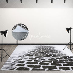 Aperturee - Snowy Black Masonry Street Frozen Winter Floor Mat