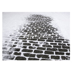 Aperturee - Snowy Black Masonry Street Winter Rubber Floor Mat