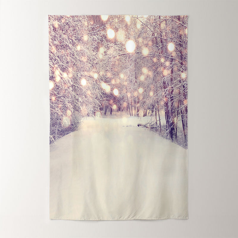 Aperturee - Snowy Boulevard Boke Winter Scene Backdrop For Photo