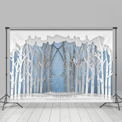 Aperturee - Snowy Forest Cartoon Winter Wonderland Backdrop