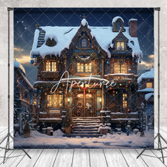 Aperturee - Snowy House Dark Night Winter Christmas Backdrop