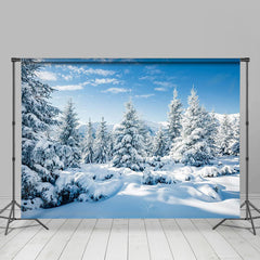 Aperturee - Snowy Mountain Fir Forest Blue Sky Winter Backdrop