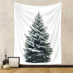 Aperturee - Snowy Pine Tree Christmas Wall Hanging Art Tapestry