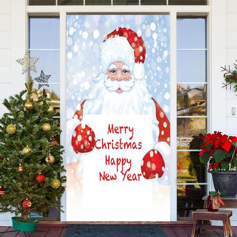 Aperturee - Snowy Santa Claus White Merry Christmas Door Cover