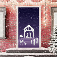 Aperturee - Snowy Star Night Prayer Door Cover For Christmas