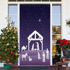 Aperturee - Snowy Star Night Prayer Door Cover For Christmas