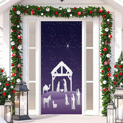 Aperturee - Snowy Star Night Prayer Door Cover For Christmas