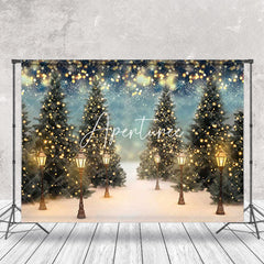 Aperturee - Snowy Trees Winter Night Bokeh Christmas Backdrop