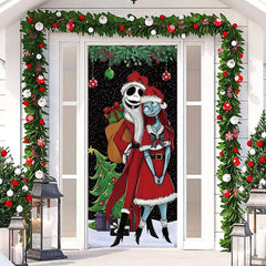 Aperturee - Snowy Xmas Tree Nightmare Black Christmas Door Cover