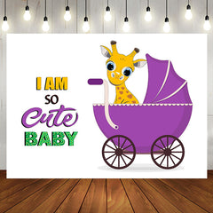 Aperturee - So Cute Purple Giraffe Stroller Baby Shower Backdrop