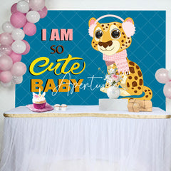 Aperturee - So Cute Scarf Leopard Blue Girl Baby Shower Backdrop