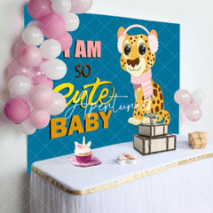 Aperturee - So Cute Scarf Leopard Blue Girl Baby Shower Backdrop